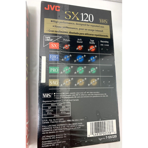 Three JVC SX 120 High Performance Blank VHS Video‎ Cassette Tape New & Sealed - Picture 3 of 5